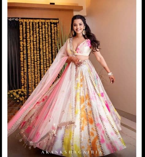 Watercolor Dreams Haldi Lehenga: A Symphony of Joyful Hues
