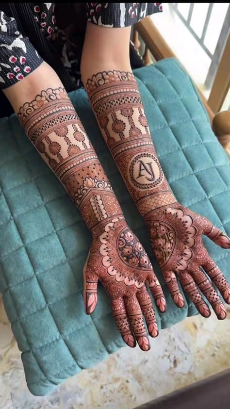 Henna's Embrace: Forearm to Fingertip Bridal Mehndi Art