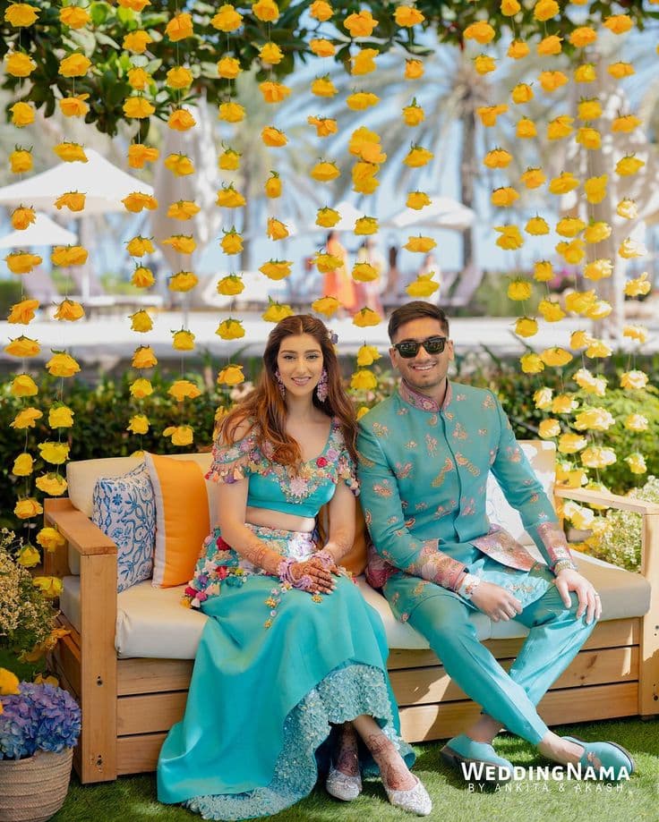 Turquoise Dreams Under a Shower of Gold: Haldi Bliss